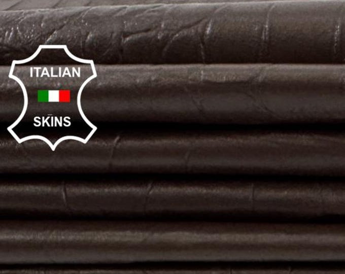 Delivered Duty paid - BROWN CROCODILE PRINT On Thin Soft Italian Lamb leather pack 2 skins total 16+sqf 0.4mm #Z421
