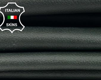 DARK GREEN GRAINY Rough Italian Lambskin Sheep Lamb leather pack 2 hides skins total 10+sqf 0.9mm #C5556