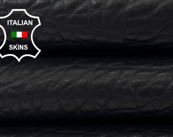 BLACK ELEPHANT GRAINY Thick Italian Lamb leather skin 3sqf 1.4mm #C7327