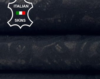 BLACK PAISLEY PRINT On Soft Italian Lambskin Sheep Lamb Leather hide hides skin skins 5+sqf 0.7mm #C6256