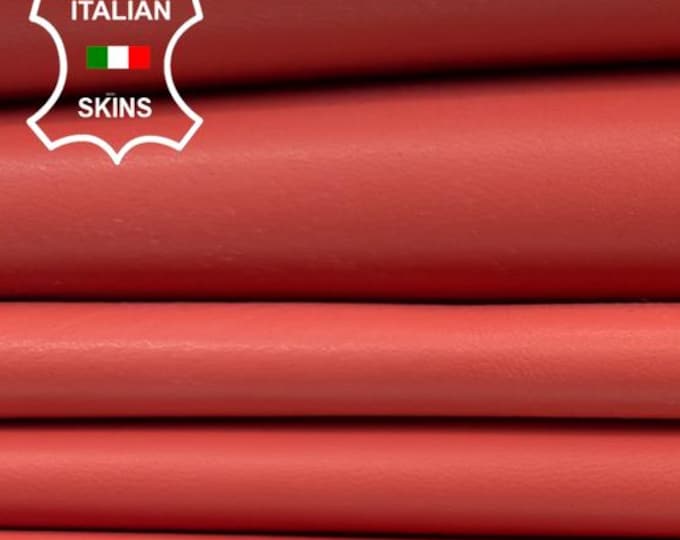 SALMON ORANGE Soft Italian Lambskin Sheep Lamb leather pack 2 hides skins total 14sqf 1.0mm #C6584