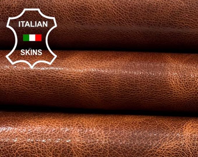 COGNAC BROWN Vintage Look Vegetable Tan Strong Italian Goatskin Goat leather pack 2 hides skins total 10sqf 1.0mm #C4708