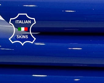 PATENT COBALT BLUE Shiny Italian Calf leather skin 3+sqf 1.0mm #Z492