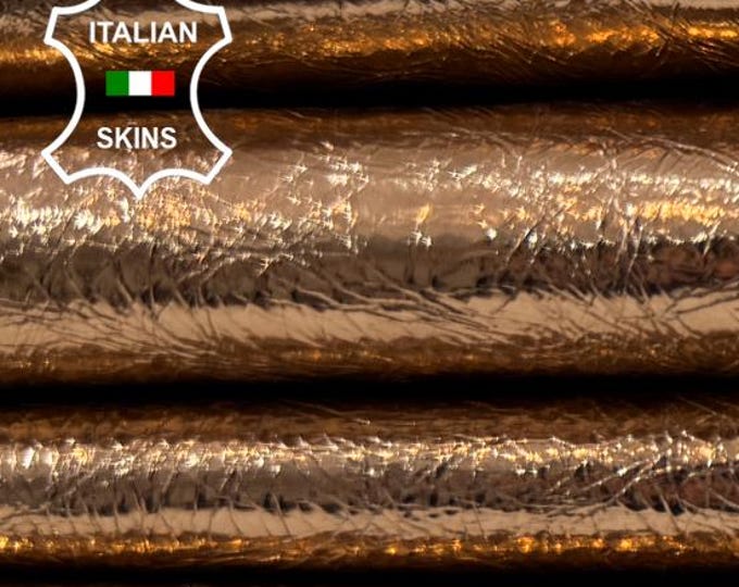 METALLIC ROSE GOLD Crinkled Soft Italian Goatskin Goat Leather hide hides skin skins 7+sqf 0.7mm #C6404