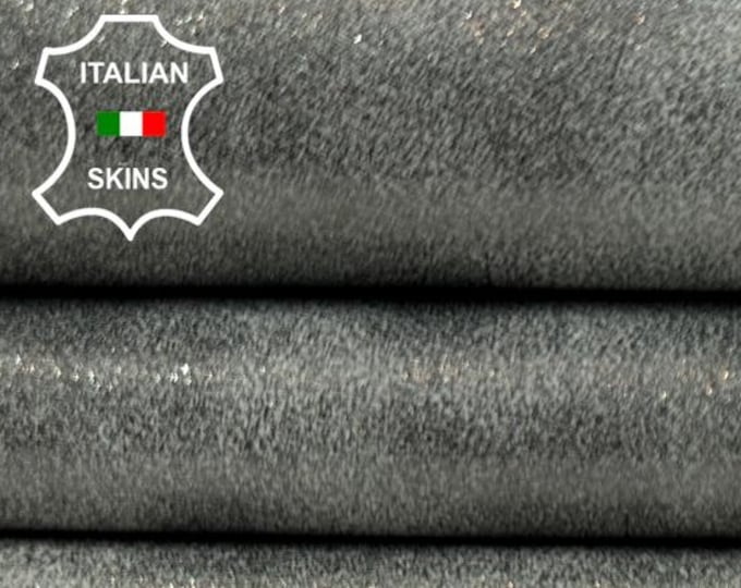 PEWTER GREY SHIMMER Distressed Vintage Look Soft Italian Lambskin Sheep Lamb leather hide hides skin skins 4+sqf 1.0mm #C5955