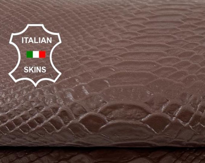 Free FedEx & Duties - BROWN SNAKE EMBOSSED Italian Goat leather skin 4+sqf 0.8mm #Z570
