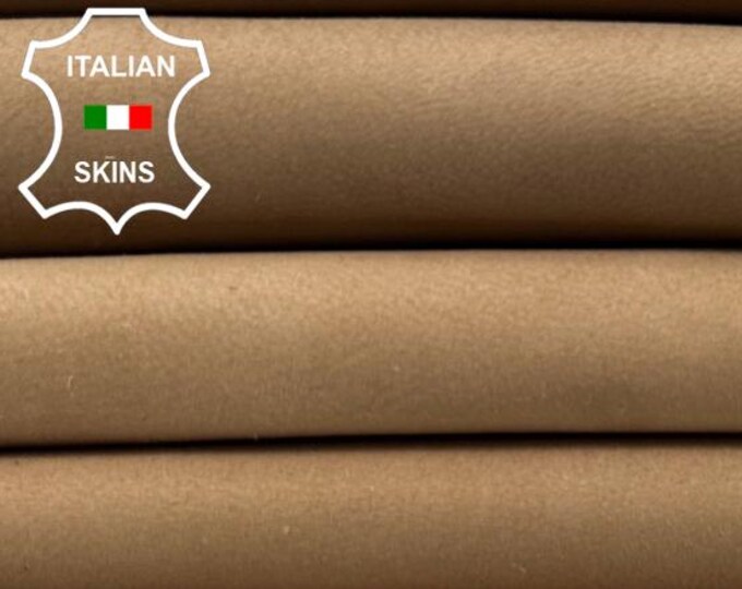 NUDE NAKED SAND Brown Nubuck Vegetable Tan Italian Goatskin Goat leather pack 2 hides skins total 8sqf 0.9mm #C5814