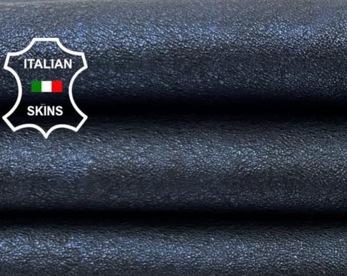 Delivered Duty paid - METALLIC OCEAN BLUE Washed Antiqued Italian Goat leather skin 6sqf 1.0mm #C7659