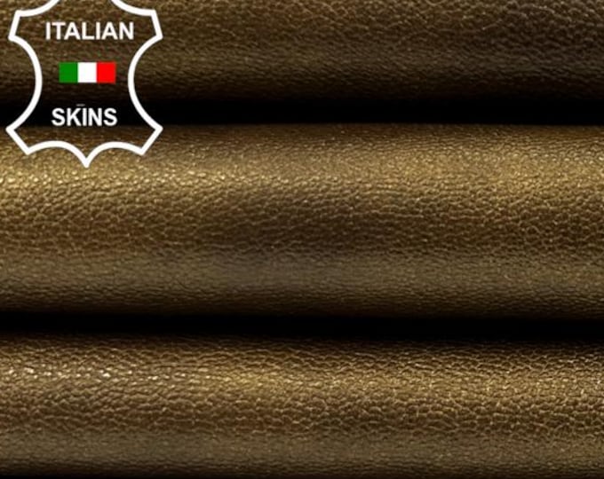 METALLIC BRONZE ROUGH Distressed On Black Thick Italian Goatskin Goat Leather pack 2 hides skins total 9sqf 1.1mm #C4797