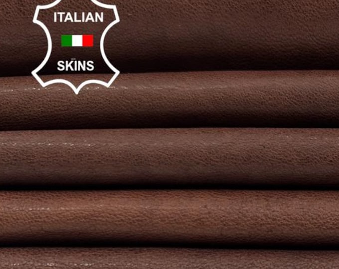 BROWN RUSTIC ANTIQUED Washed Vegetable Tan Thick Soft Italian Lambskin Sheep Lamb leather pack 2 hides skins total 14sqf 1.3mm #C4858