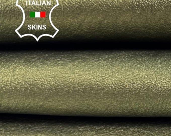 OLIVE PEARLISED WASHED Thick Soft Italian Lambskin Sheep Lamb leather hide hides skin skins 5sqf 1.1mm #C6087