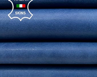 NATURAL BLUE NAKED Vegetable TanThick Italian Goatskin Goat leather pack 2 hides skins total 9+sqf 1.4mm #C4307