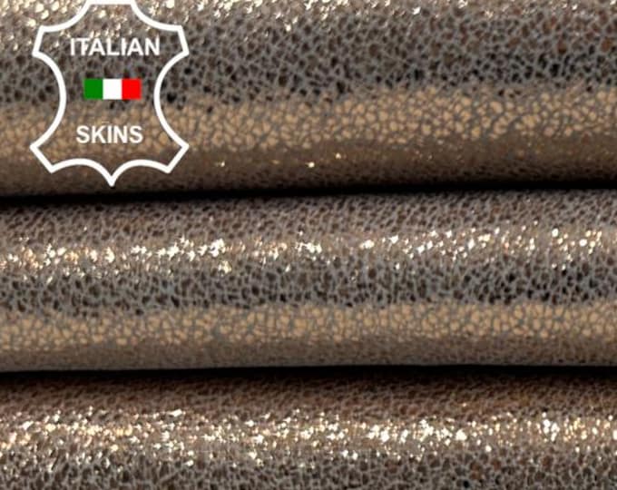 METALLIC ROSE GOLD Cracked Italian Goatskin Goat Leather hide hides skin skins 3sqf 0.9mm #C4898