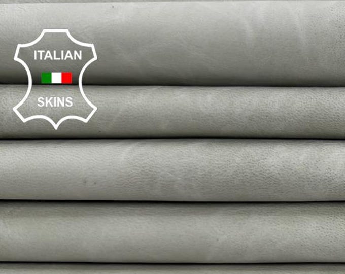 Delivered Duty paid - LIGHT GREENISH GREY Vintage Look Thick Strong Italian Goat leather pack 3 skins total 20sqf 1.1mm #Z86
