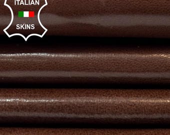 RUSSET BROWN Semi Shiny Italian Goatskin Goat leather pack 2 hides skins total 8+sqf 0.7mm #C5334