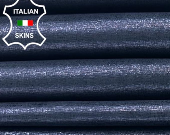 METALLIC DARK BLUE Shimmer Lame Print Italian Goatskin Goat leather pack 2 hides skins total 8sqf 0.7mm #C5732