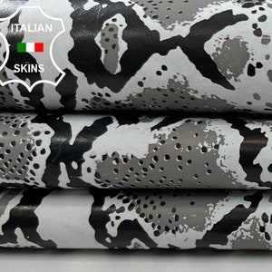 TAUPE & BLACK PYTHON Snake Print On Coated Thin Italian Goatskin Goat Leather hide hides skin skins 6+sqf 0.5mm #C1338