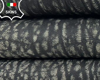 PETROL GREY GRAINY Antiqued Stonewash Vintage Look Thick Italian Lambskin Sheep Lamb leather hide hides skin skins 7sqf 1.7mm #C5550