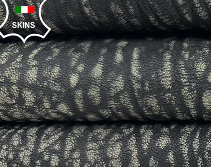 PETROL GREY GRAINY Antiqued Stonewash Vintage Look Thick Italian Lambskin Sheep Lamb leather hide hides skin skins 7sqf 1.7mm #C5550