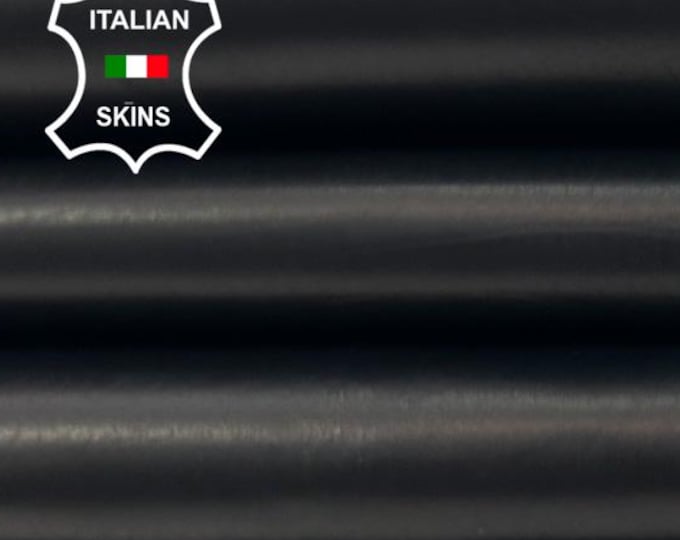 JET BLACK Thin Soft Italian Calfskin Cow Baby Calf leather hide hides skin skins 5sqf 0.5mm #C5292