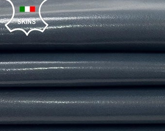 GREYISH BLUE SHINY Italian Goatskin Goat Leather pack 2 hides skins total 6sqf 0.8mm #C2824