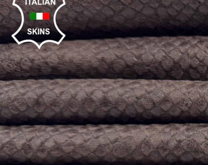 BROWN ANTIQUED SNAKE Textured Print Embossed On Thin Soft Italian Lambskin Sheep Lamb leather pack 5 hides skins total 40sqf 0.6mm #C6219
