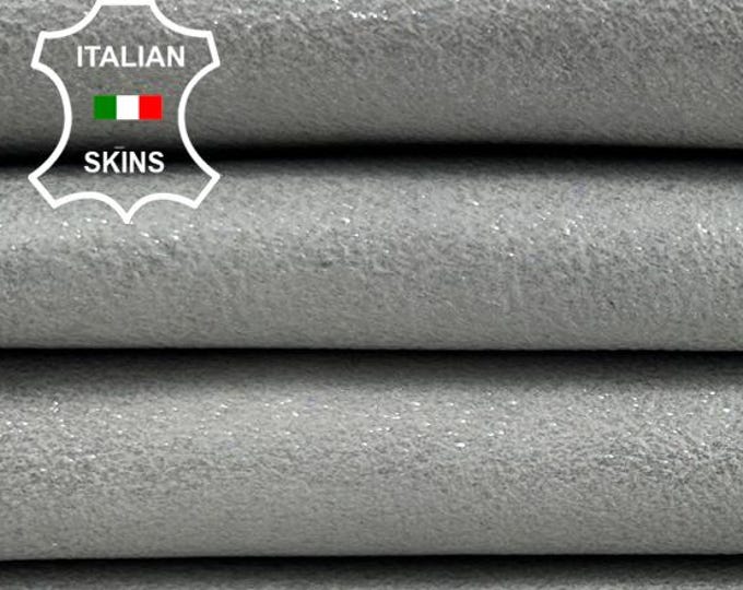 SILVER GREY GLITTERED Shimmer Distressed Vintage Look Thick Italian Goatskin Goat Leather pack 3 hides skins total 11+sqf 1.1mm #C5502