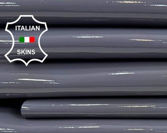 PATENT GREY SHINY Thick Italian Calf leather pack 8 skins total 25sqf 1.2mm #Z497