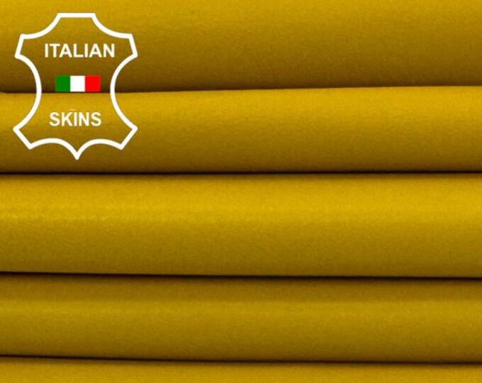 Delivered Duty paid - YELLOW SMOOTH Soft Italian Lamb leather pack 2 skins total 10+sqf 0.6mm #Z456
