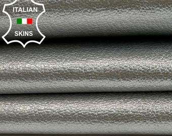 Delivered Duty Paid-METALLIC SILVER ROUGH Strong Italian Goatskin Goat leather skin 4+sqf 0.8mm #C4137