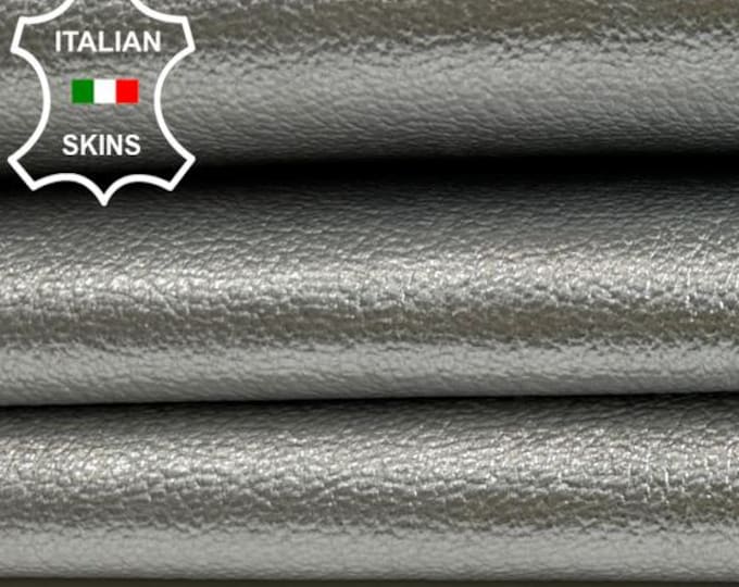 METALLIC SILVER ROUGH Strong Italian Goatskin Goat leather hide hides skin skins 4+sqf 0.8mm #C4137