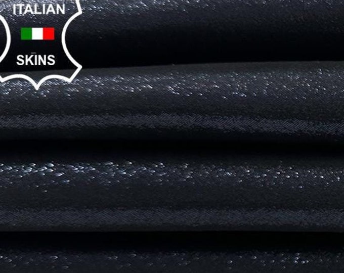 MIDNIGHT BLUE BLACK Shimmer Lame Print Italian Goatskin Goat Leather pack 2 hides skins total 6sqf 0.9mm #C3237