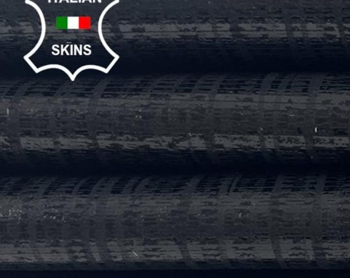 SHINY BLACK TEXTURED Print On Italian Goatskin Goat Leather pack 2 hides skins total 8+sqf 1.0mm #C1900