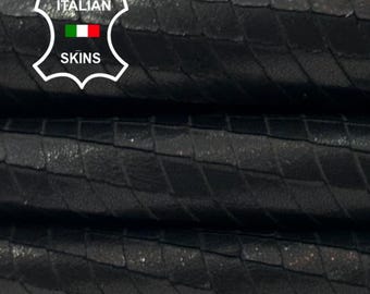 WASHED BLACK SNAKE Scale Print On Vegetable Tan Shiny Soft Italian Lambskin Sheep Lamb leather hide hides skin skins 3+sqf 1.0mm #C5282