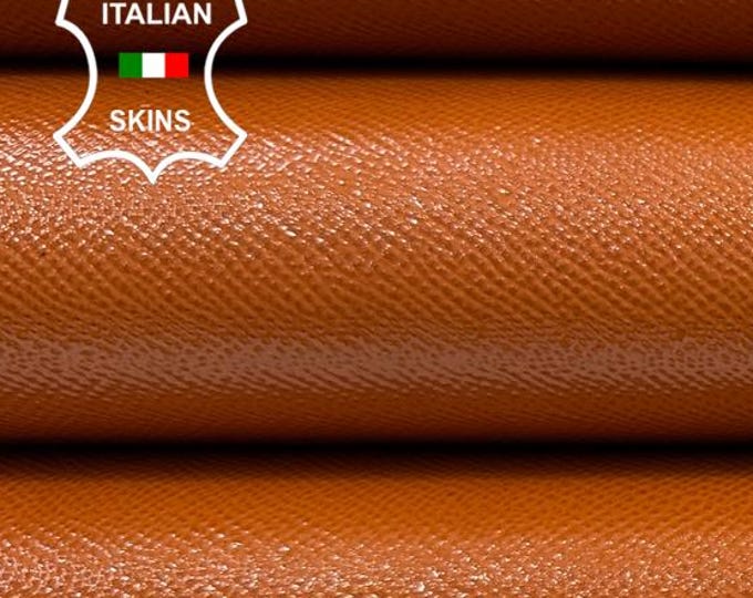 PATENT ORANGE TEXTURED Thick Strong Italian Calfskin Calf Cow leather hide hides skin skins 12sqf 1.6mm #C4481