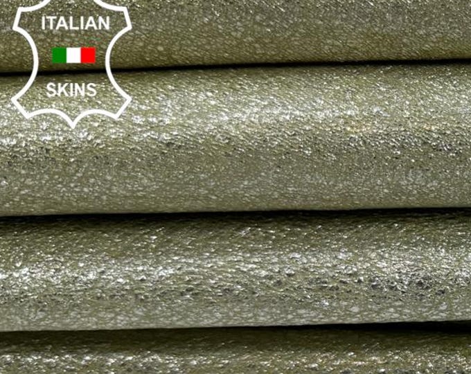 Delivered Duty paid - METALLIC LIGHT GOLD Washed Rough Thick Italian Goat leather pack 2 skins total 12sqf 1.2mm #C7639