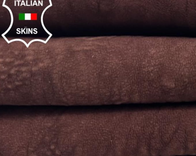 OLD BURGUNDY WASHED Vintage Used Look Vegetable Tan Thick Soft Italian Lambskin Sheep Lamb Leather hide hides skin skins 4sqf 1.5mm #C5397