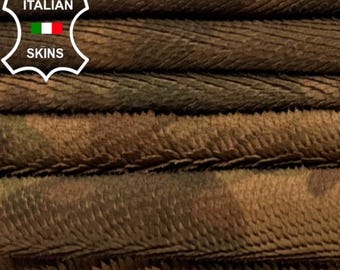 WASHED LIGHT BROWN Textured Camo Print Vegetable Tan Vintage Look Soft Italian Lambskin Sheep leather pack 2 hides total 7+sqf 1.0mm #C5281