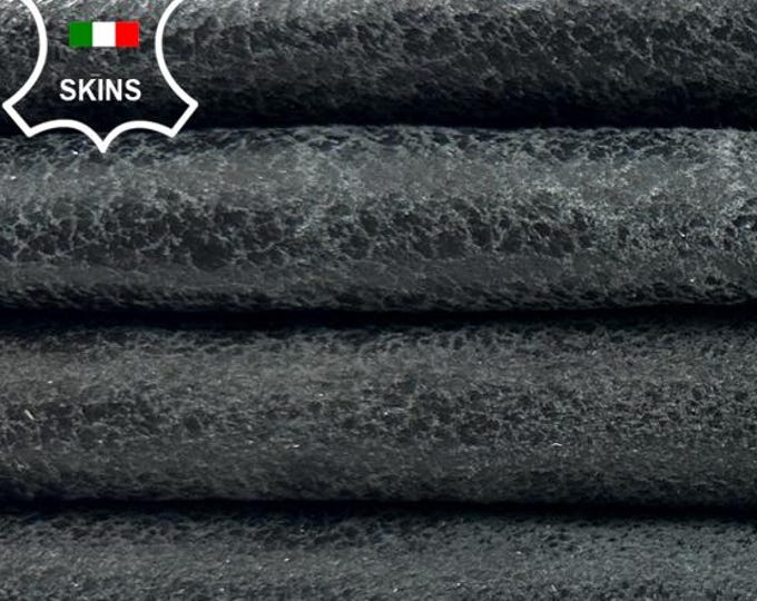 GREY CRACKED CRINKLED Stonewash Vintage Used Look Vegetable Tan Thick Italian Lambskin Sheep leather pack 2 hides total 11sqf 1.1mm #C5313
