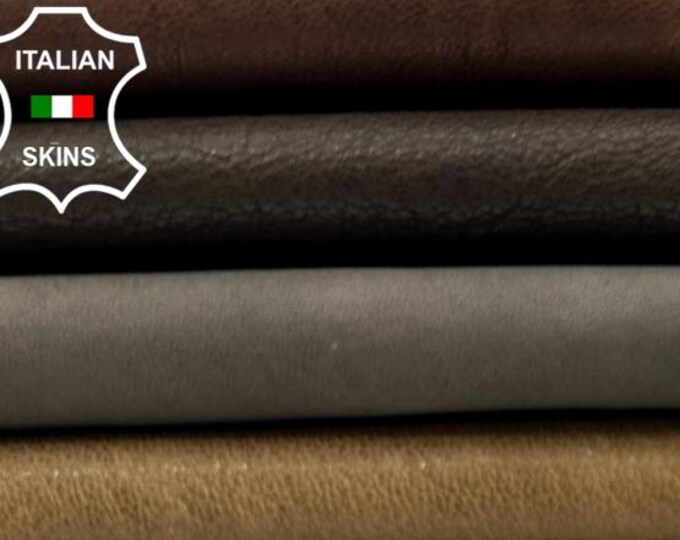 BROWN 5 SHADES VEGETABLE Tan Soft Italian Lambskin Sheep Lamb leather pack 5 hides skins total 20+sqf 0.8mm #C5046