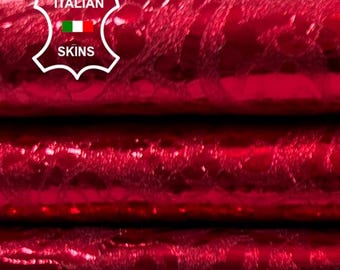 METALLIC RED TEXTURED Thin Soft Italian Goatskin Goat leather hide hides skin skins 3sqf 0.5mm #C5011