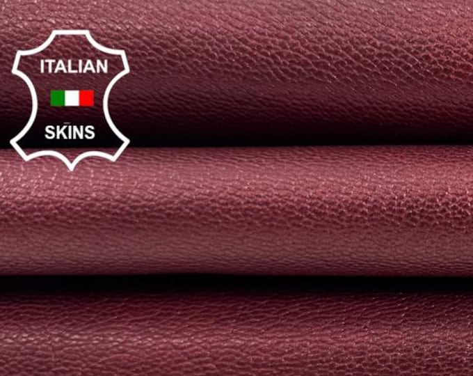 WINE PEARLISED DISTRESSED Rough Thick Italian Goat Leather skin 4+sqf 1.2mm #C7323