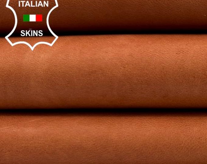 NATURAL LIGHT BURNT Sienna Vintage Look Vegetable Tan Soft Italian Lambskin Sheep Lamb leather hide hides skin skins 7+sqf 0.8mm #C4359