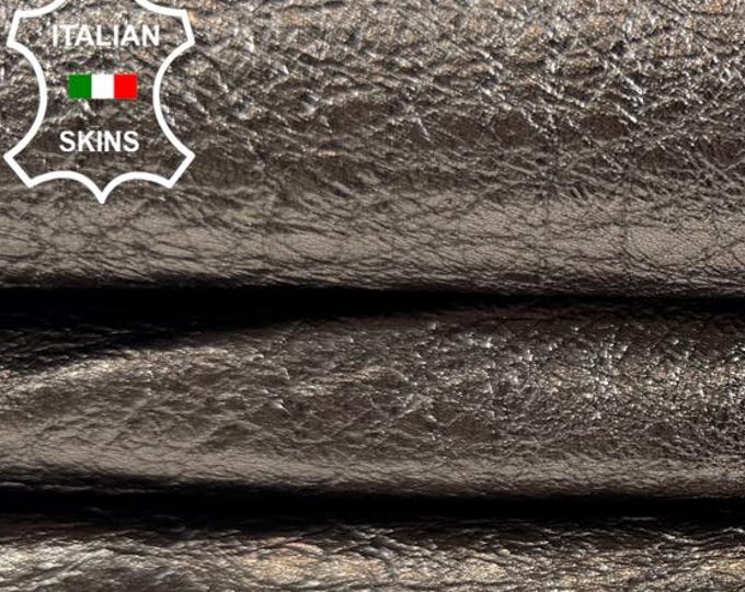 METALLIC SMOG PEWTER Grainy Thick Soft Italian Lambskin Sheep Lamb Leather hide hides skin skins 5sqf 1.2mm #C6195