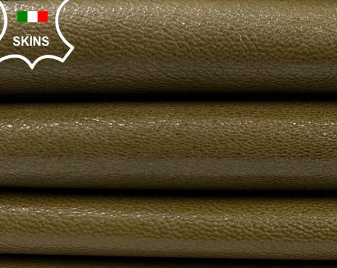 OLIVE GREEN GRAINY Rough Vegetable Tan Thick Italian Goatskin Goat Leather pack 2 hides skins total 9sqf 1.1mm #C4852