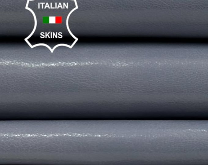GREYISH BLUE SHINY Vegetable Tan Strong Italian Goatskin Goat leather pack 2 hides skins total 9+sqf 0.9mm #C4860