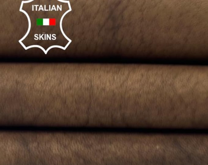 BROWN DISTRESSED ANTIQUED Vintage Look Soft Italian Lambskin Sheep Lamb leather hide hides skin skins 4+sqf 0.9mm #C5409