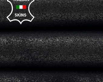 BLACK VINTAGE LOOK Thick Soft Italian Goatskin Goat Leather hide hides skin skins 2+sqf 1.1mm #C2089