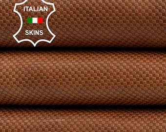Delivered Duty Paid-COGNAC BROWN ANTIQUED Textured Vegetable Tan Italian Goat leather skin 7sqf 0.9mm #C4150