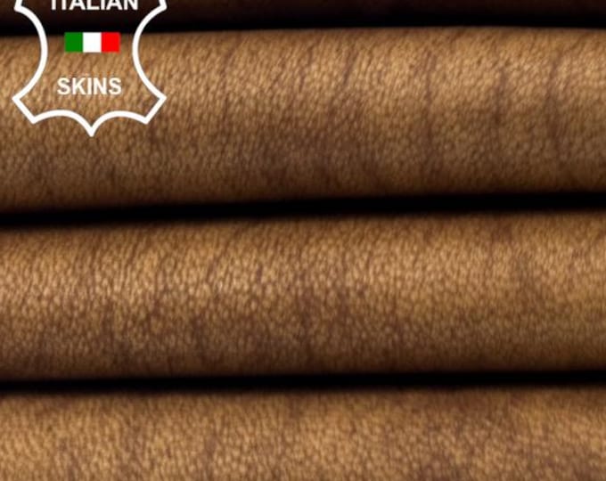 BROWN VERY Vintage Used Look Thin Soft Italian Lambskin Sheep Lamb leather hide hides skin skins 7sqf 0.6mm #C5415